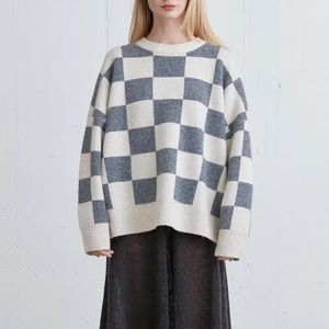 Oak + Fort checkered crewneck sweater